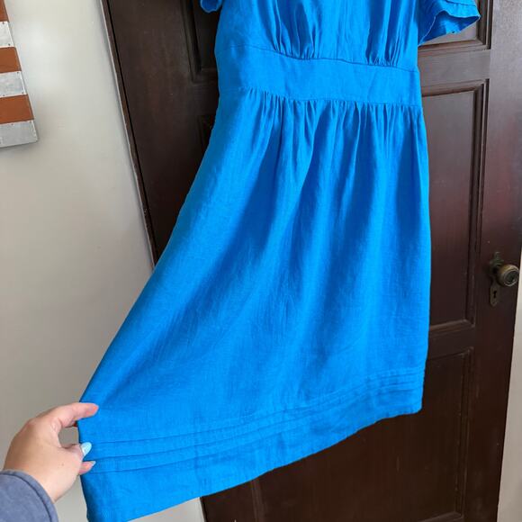 BODEN | 100% Linen Blue Eve Linen Short Sleeve V Neck Dress  | Size 8 R - Picture 5 of 7